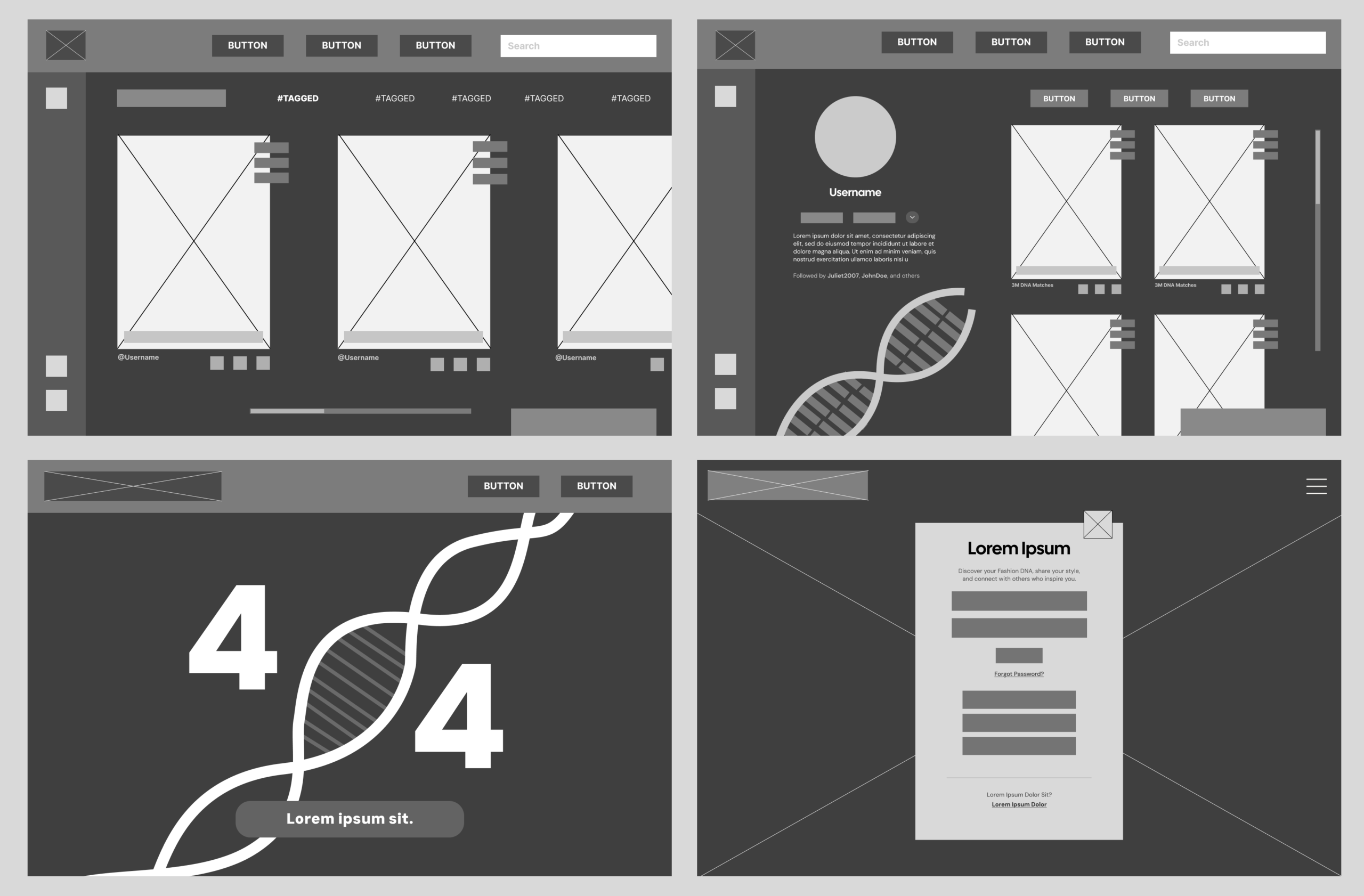 Mid-fidelity wireframes from StyleLab