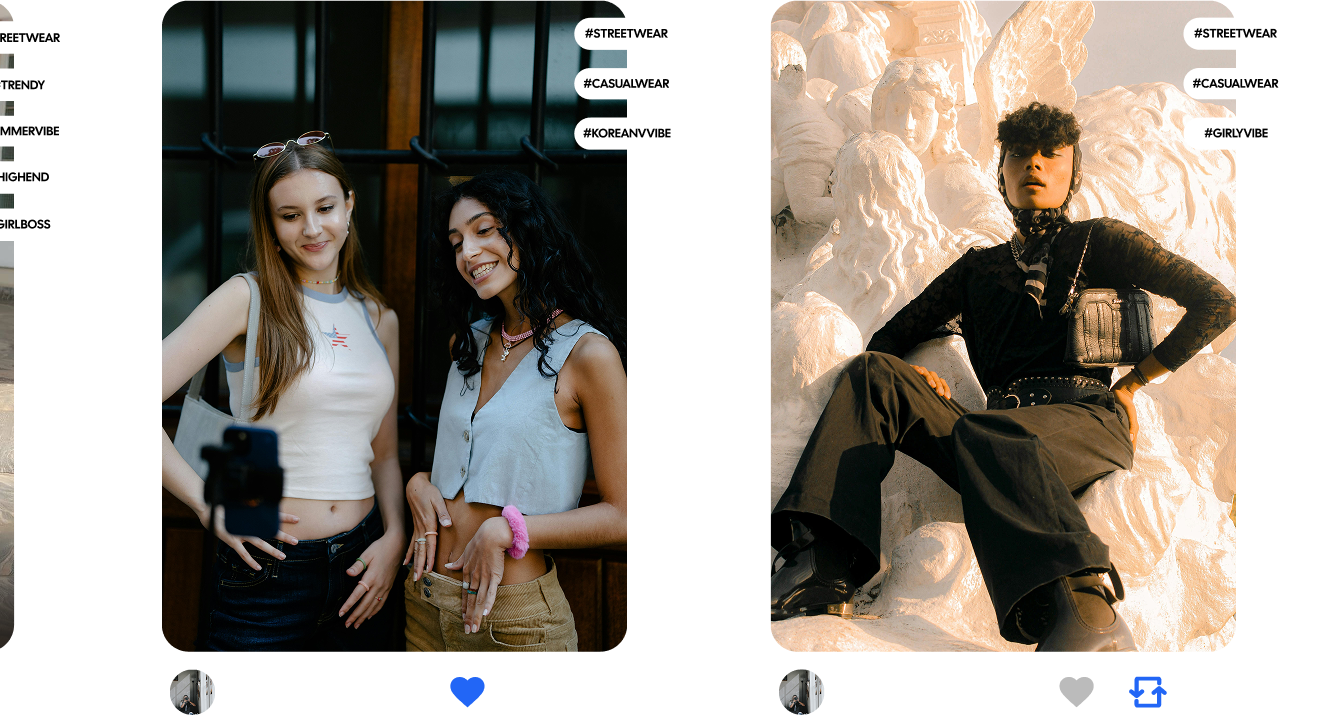 Posts along with their UI elements from StyleLab's interface