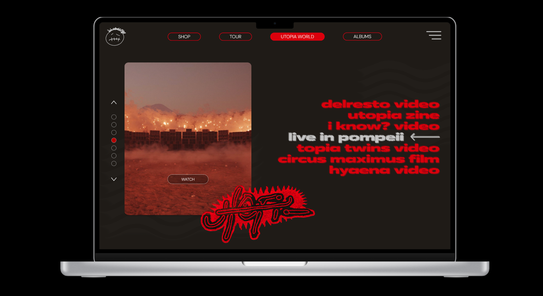 Macbook mockup of Travis Scott utopia world page
