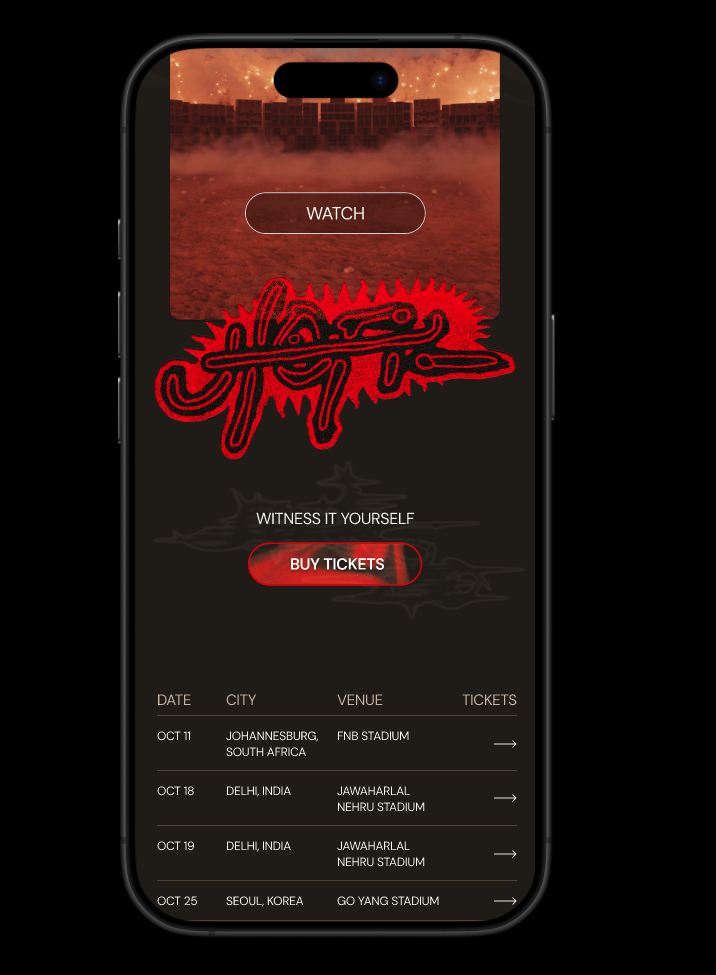 Moble mockup of Travis Scott explore page