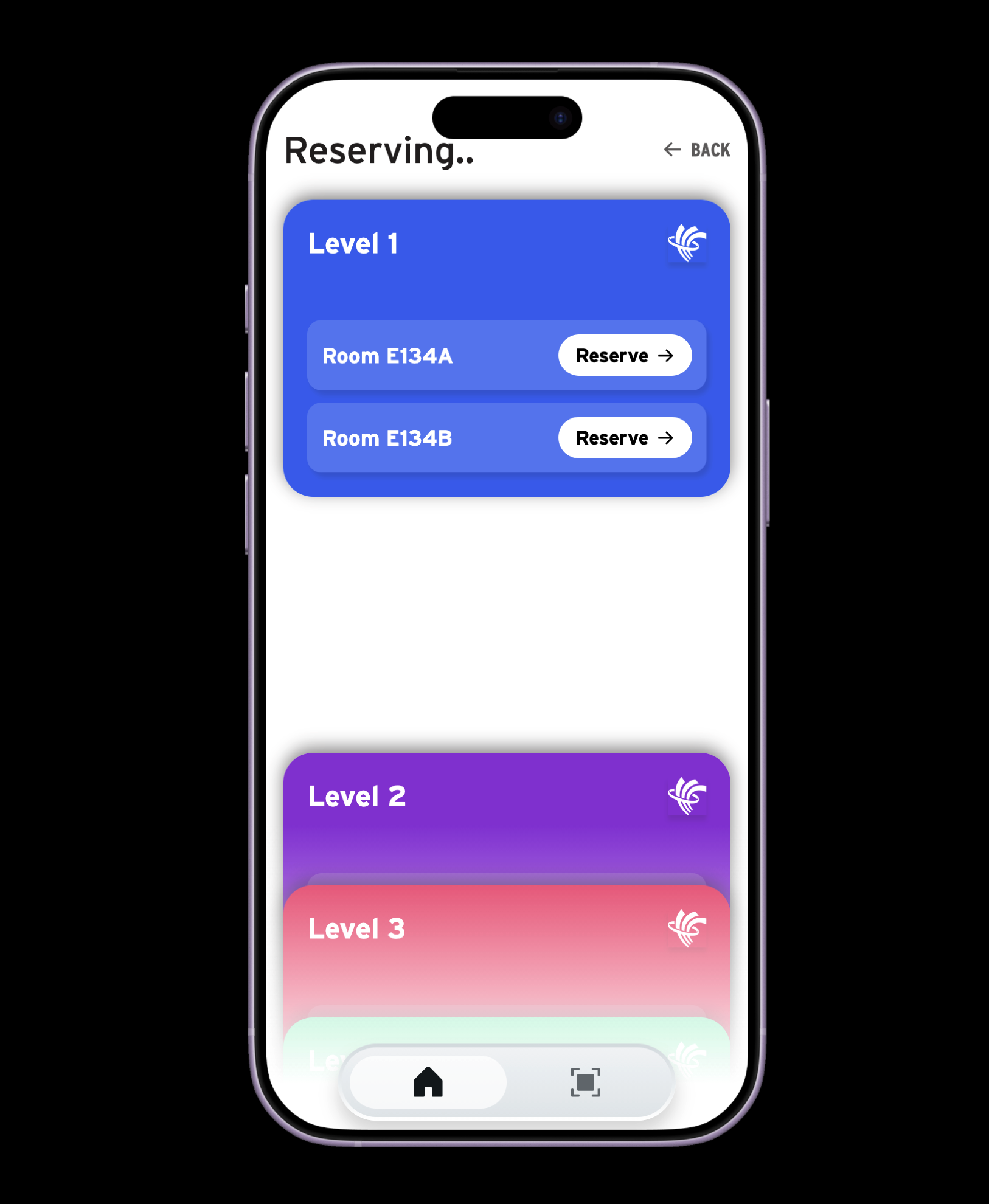 Polyroom's Homepage with a card selected