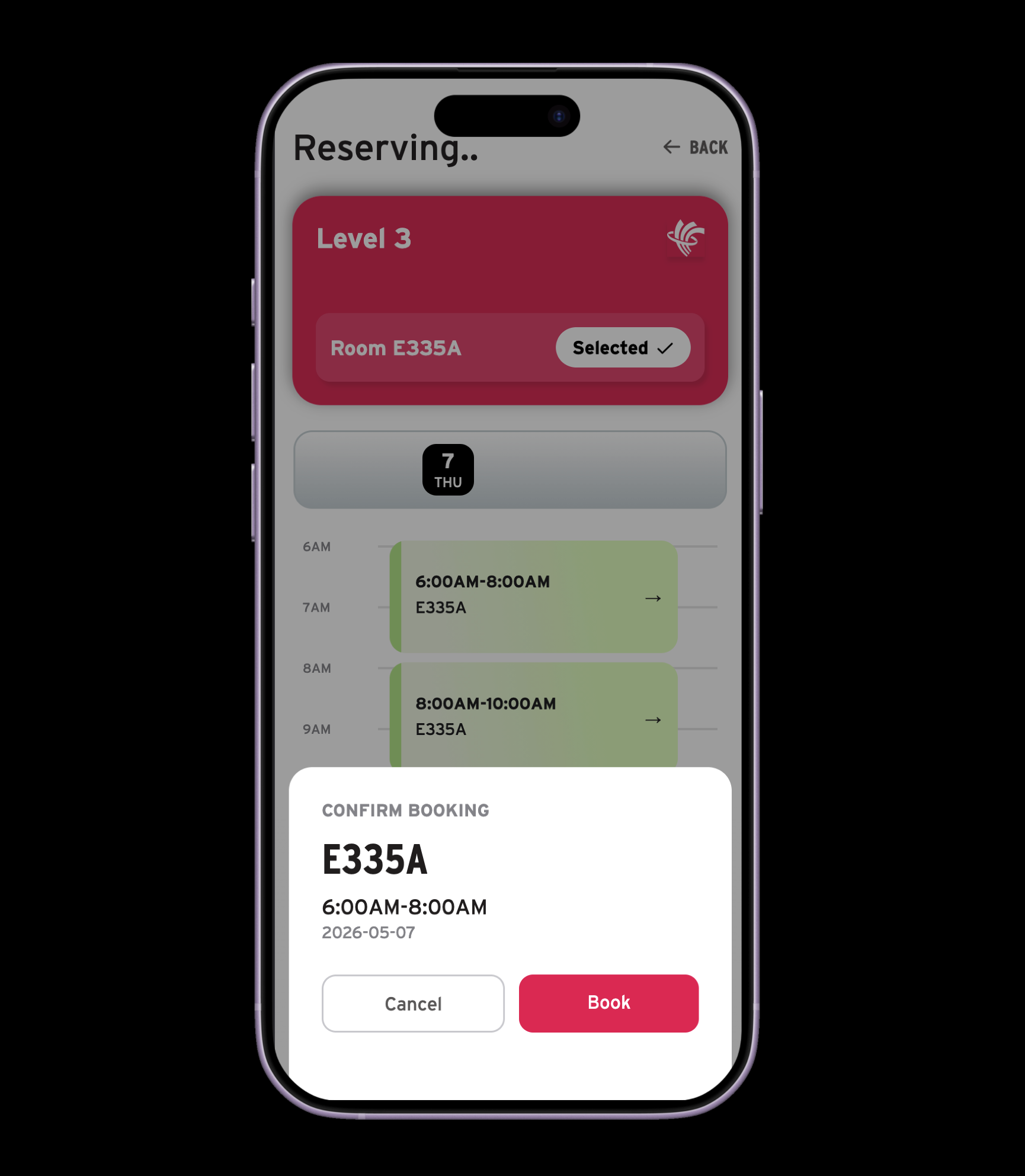 The final step of booking a breakout room.