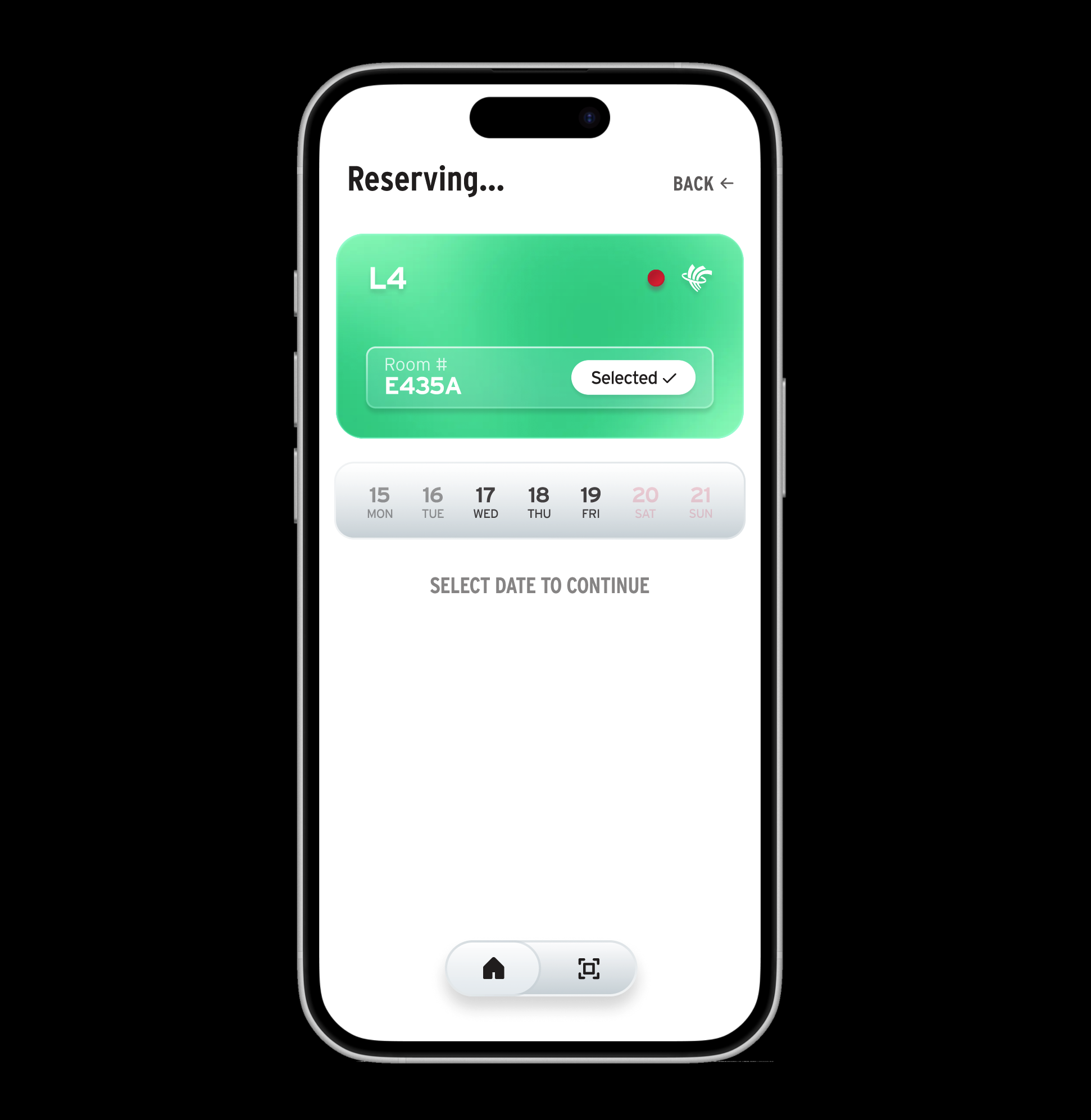 User prompt to select a date to book a breakout room.