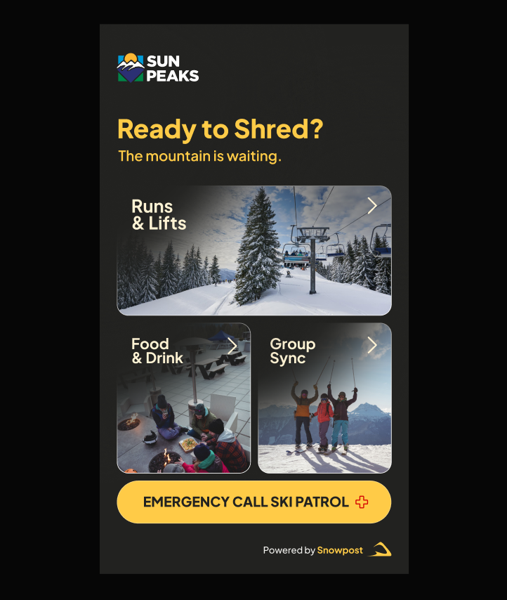 Snowpost's Home Screen.