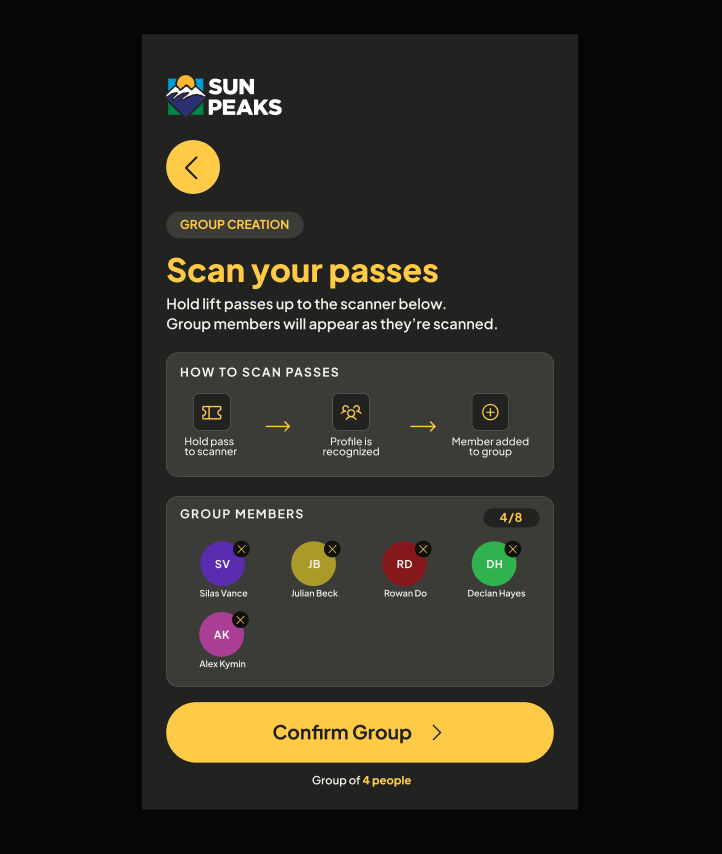 Snowpost's group sync main screen.