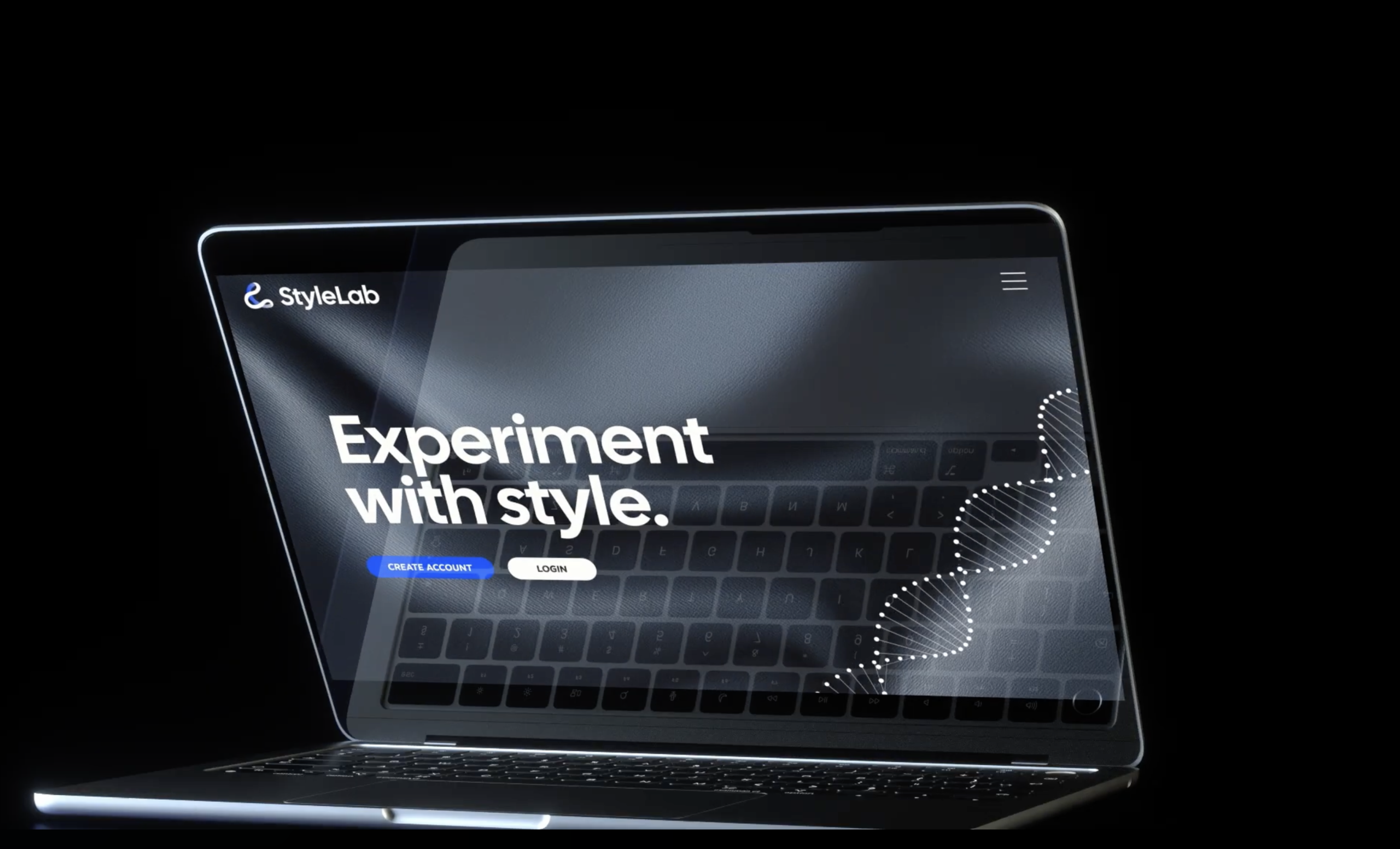 A half-open laptop showcasing a social network.